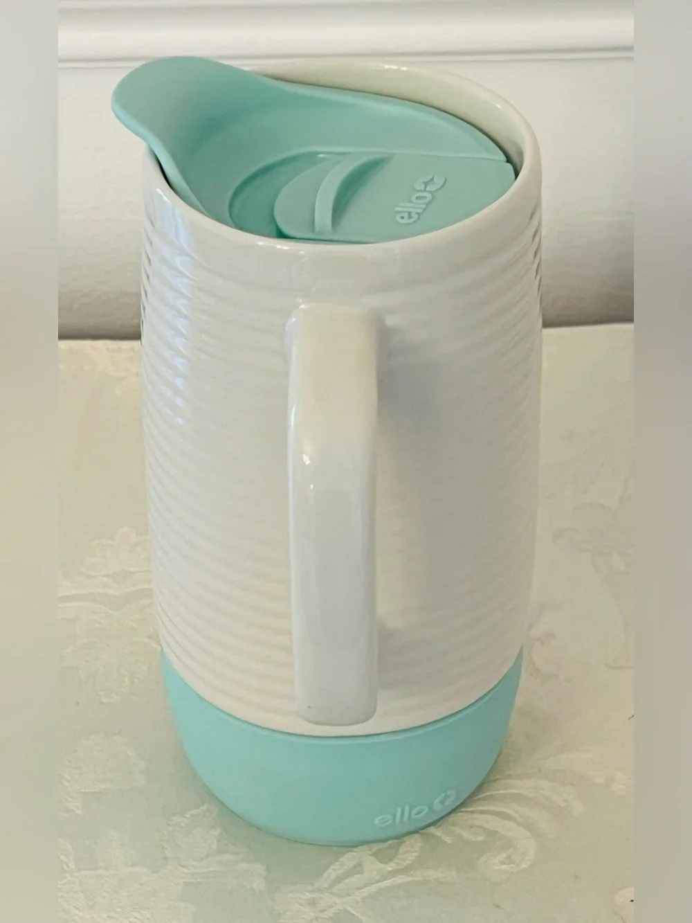 Ello Jane 18oz Teal Ceramic Travel Mug with Splash Resistant Lid and Handle-NWOB